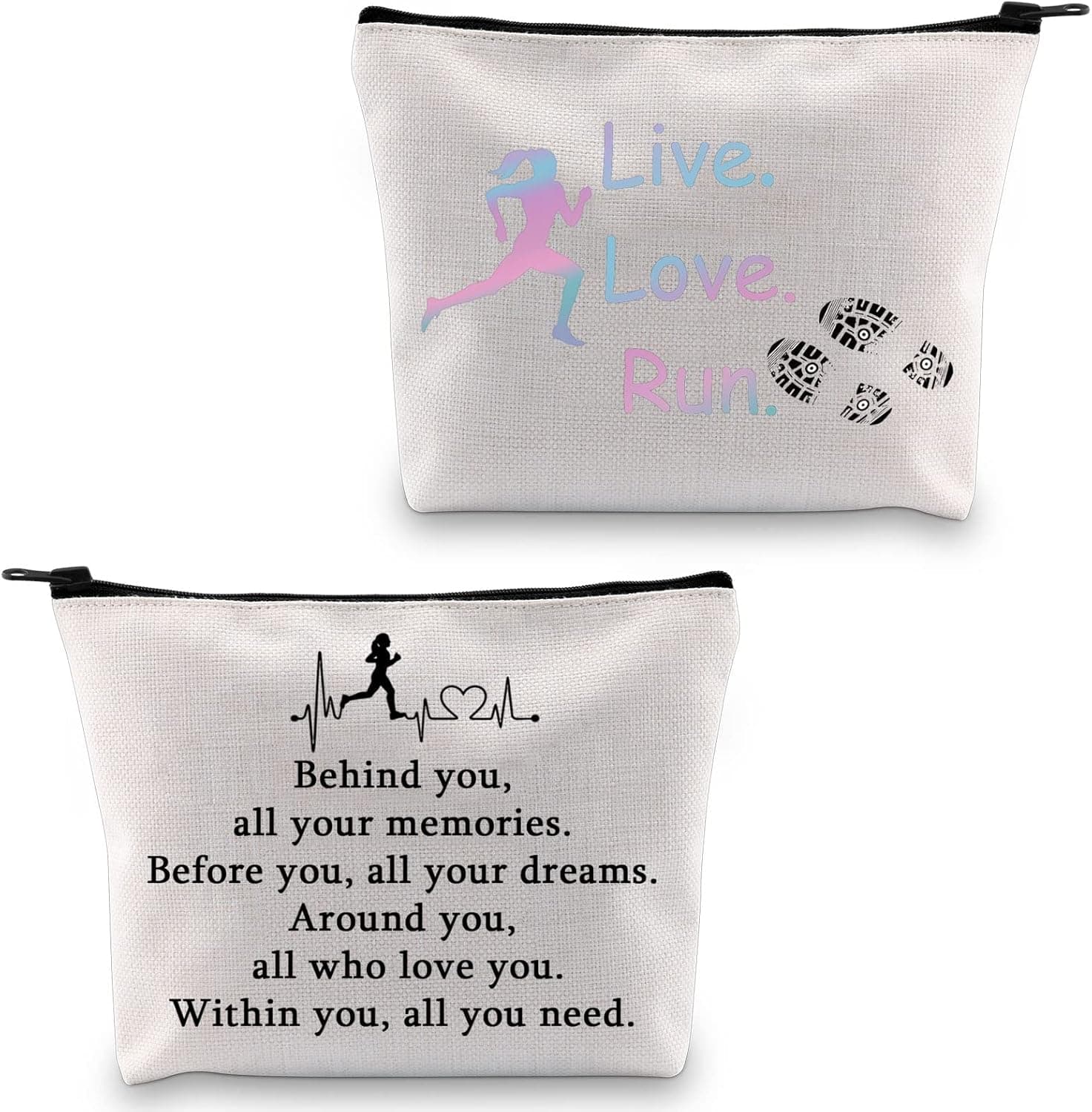 PXTIDY Running Gifts for Her Marathon Runner Gifts Runner Makeup Bag Cosmetic Pouch Cross Country Track Gift Marathon Running Bag Travel Zipper Storage Organizer