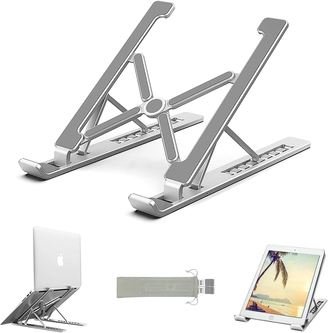 Laptop Stand, Ergonomic Laptop Riser, Aluminum Laptop Holder Universal PC Holder Cooling Stand for HP/Dell/Samsung, 11-17" Notebook and Tablet