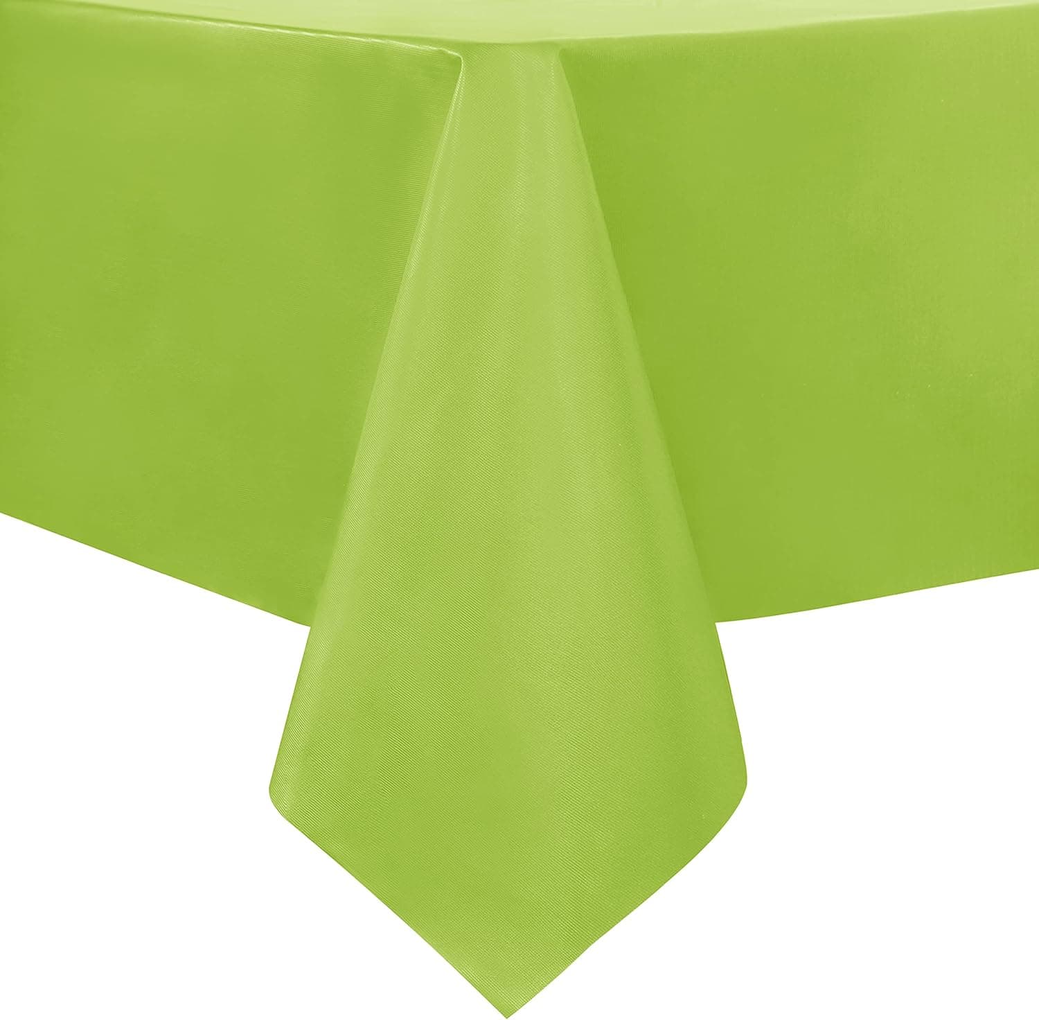 sancua 100% Waterproof Rectangle PVC Tablecloth - 60 x 102 Inch - Oil Proof Spill Proof Vinyl Table Cloth, Wipe Clean Table Cover for Dining Table, Buffet Parties and Camping, Apple Green