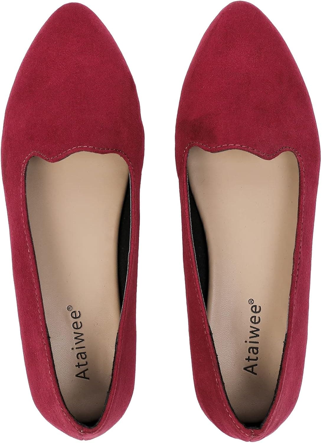Ataiwee Women's Flat Shoes - Pointed Toe Suede Classic Comfortable Ballet Flats.
