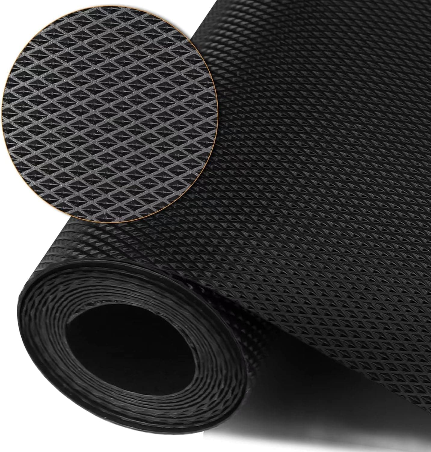Shelf Liner Kitchen Drawer Mats, Non Adhesive EVA Material Refrigerator Liners with Waterproof Durable Fridge Table Place Mats for Cupboard, Cabinet, Drawer Liner-Black-11.8 inch * 78.7 inch
