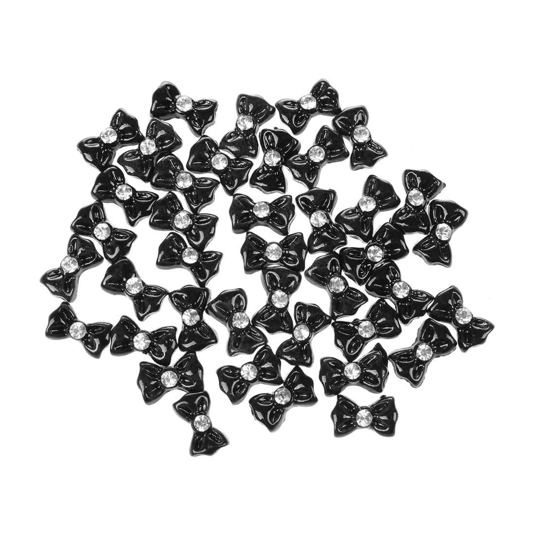 TOOGOO(R) Nail Art 3d 40 Pieces Black Bow/Rhinestone for Nails, Cellphones 1.2cm