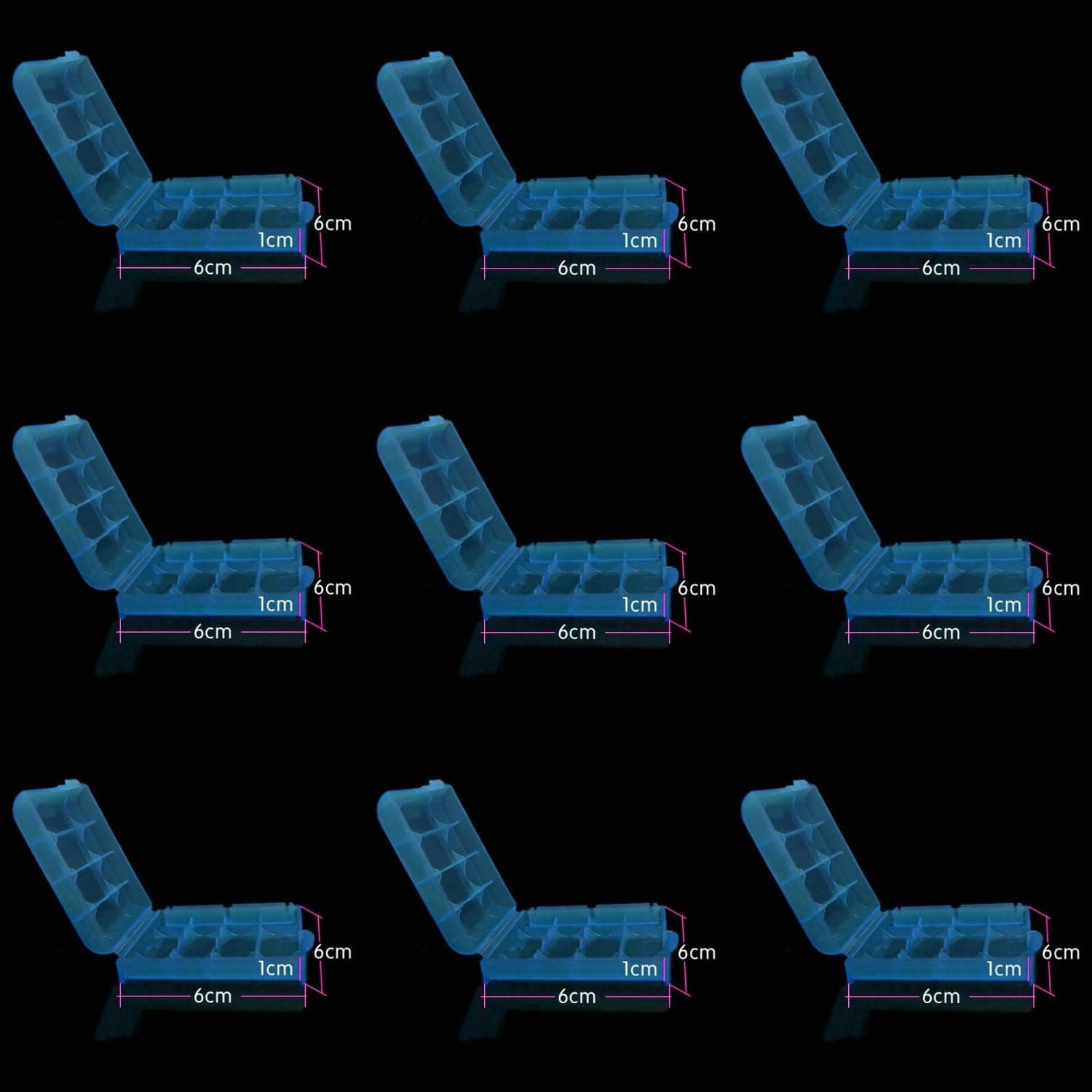 Amazing Fashion AA / AAA Battery Storage Hard Case Box Set of 9PCS-Blue