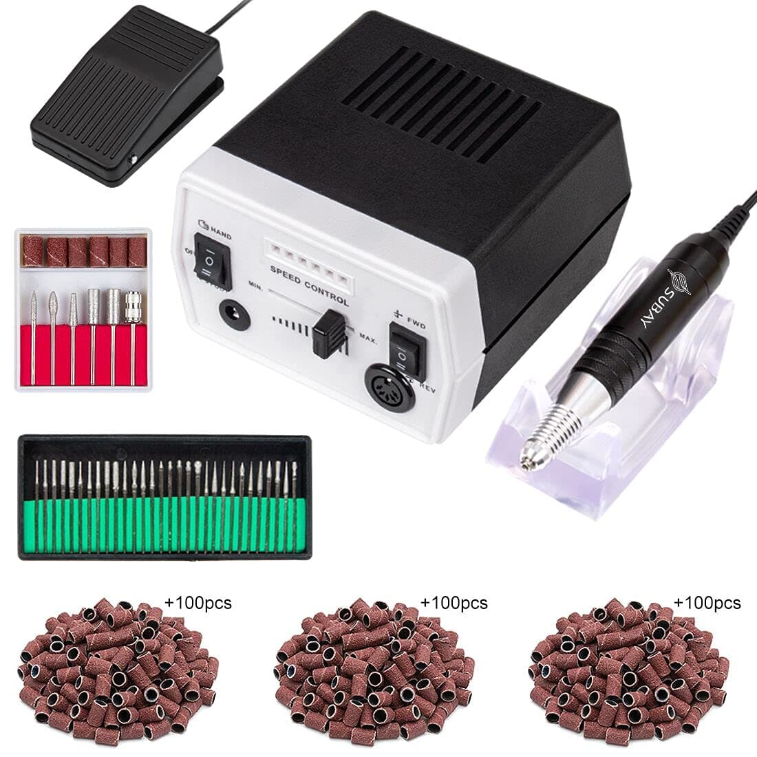Nail Drill Electric Nail File Machine Professional 30000RPM Manicure Drill for Acrylic Nails Pedicure Machine Tool Set Kit Bits,Black