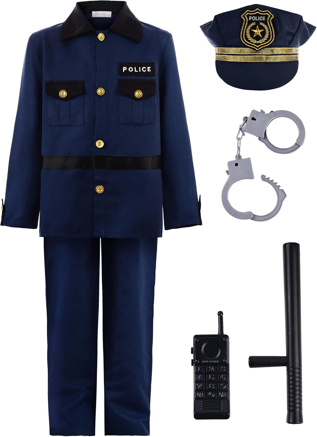 ReliBeauty Boy' s Police Costume Halloween Outfit for Kids