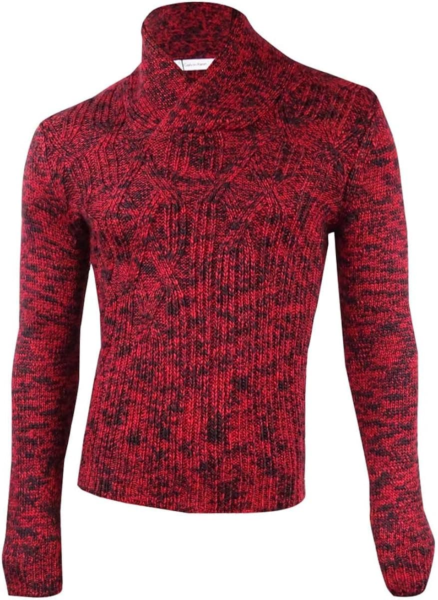 Calvin Klein Men's Asymetric Cable-Knit Shawl-Collar Sweater