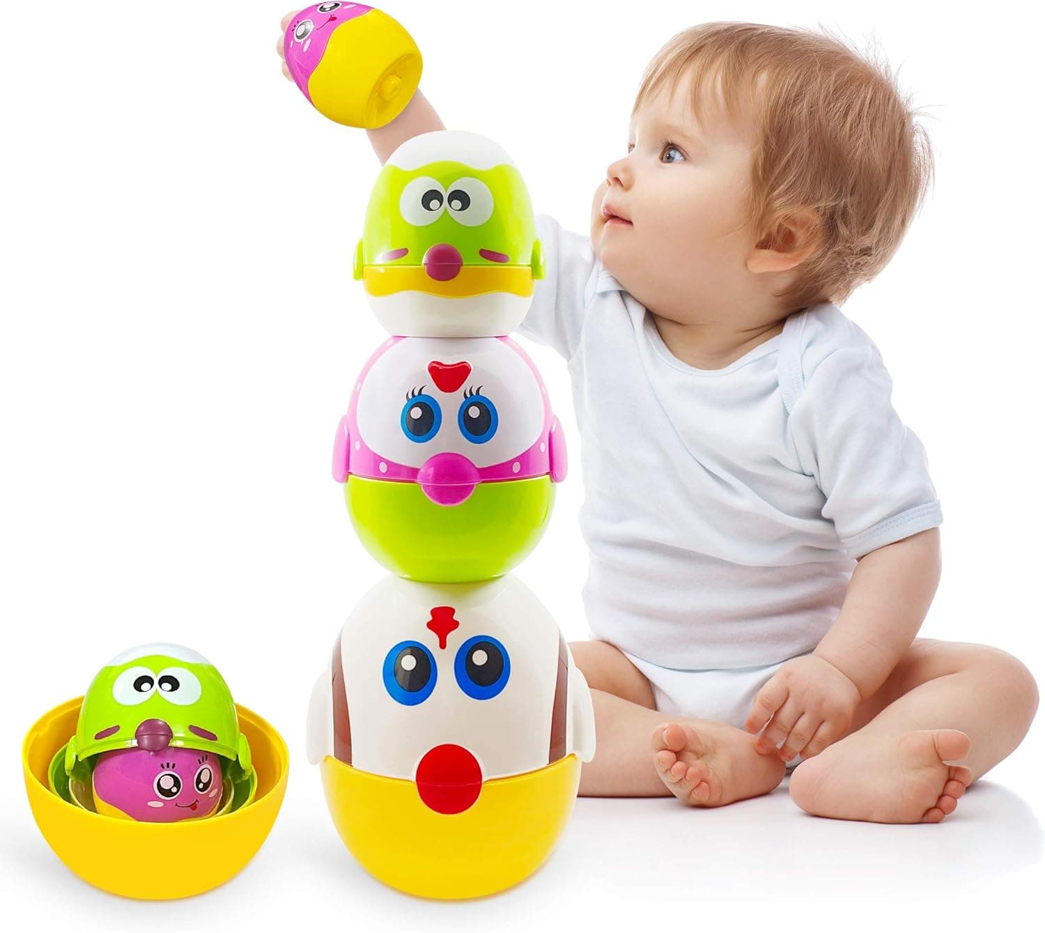 Toddler Easter toys,Easter egg,Stacking toys for toddlers,Nesting dolls,8 Pcs Easter Egg Toys for Toddler