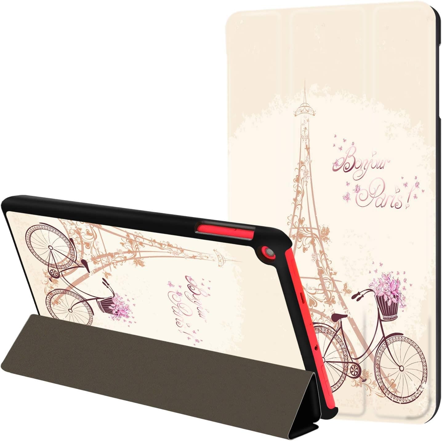 Huasiru Tri-fold Case for Fire HD 8 Tablet (7th/8th Gen, 2017/2018 Released) - Smart Shell Cover with Auto Sleep/Wake, Paris