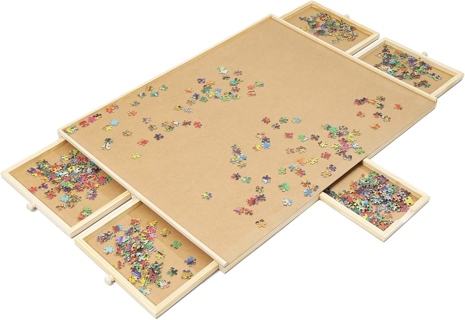 Gamenote Jigsaw Puzzle Table 1500 Pieces for Adults - Large Puzzle Board Portable with 5 Sliding Drawers, Wooden Smooth Plateau Work Surface Puzzle Accessories for Family Game