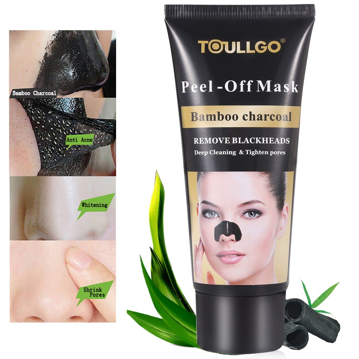 Deep Clean Blackhead, Charcoal Peel off Mask, Black Mask, Oil-control Anti-aging Acne Treatment Absorbing Pores Blackhead and Stubborn Dirt, Premium Quality Blackhead Remover Mask