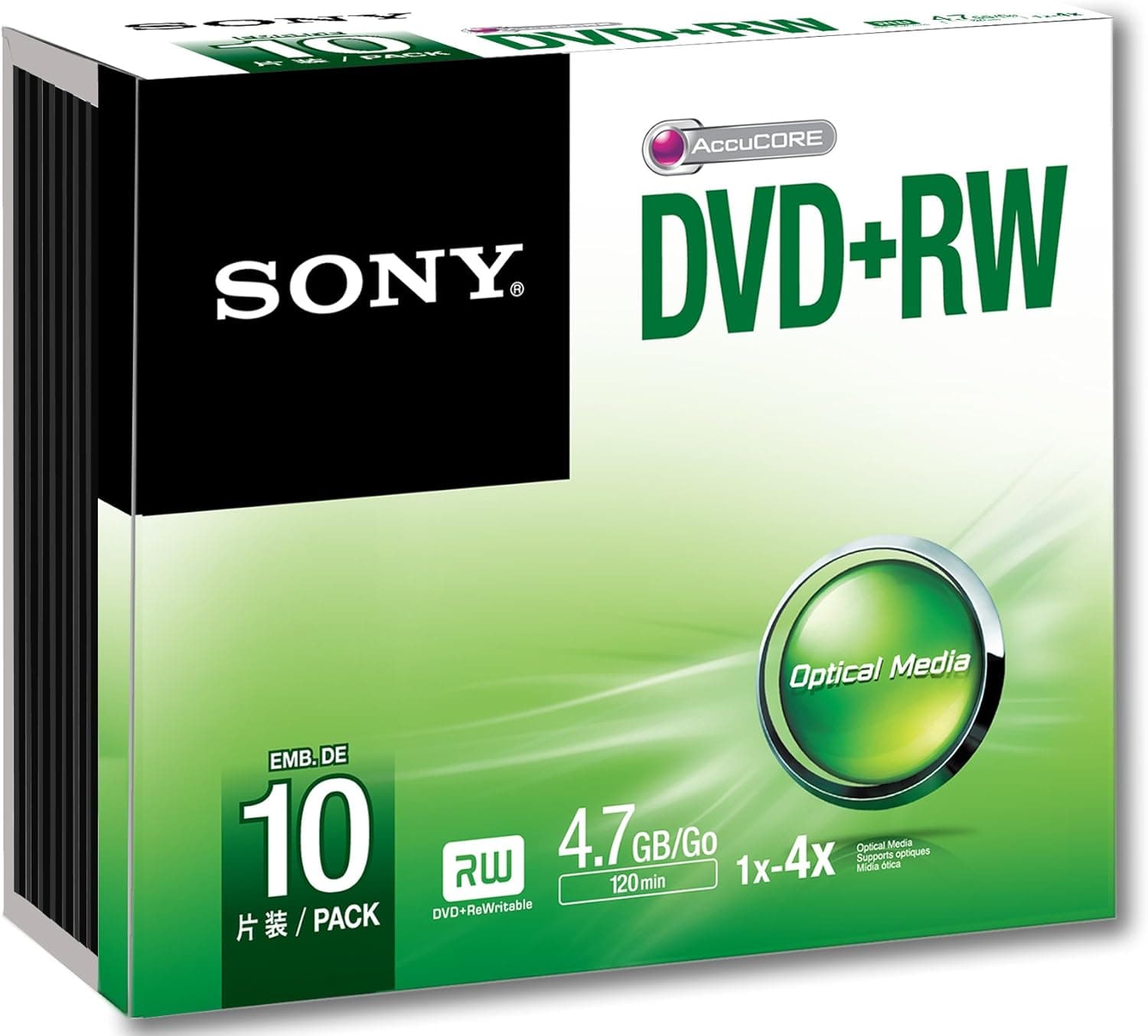 Sony 10DPW47R2 4X 4.7 GB DVD plus RW Discs 10-Pack (Discontinued by Manufacturer)