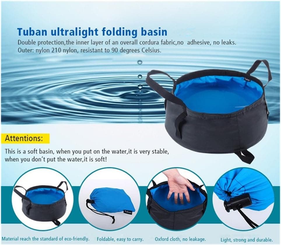 Tuban Foldable Bucket Collapsible Water Carrier Container Bag for Camping, Hiking, Travel (Hotpink, 12L)
