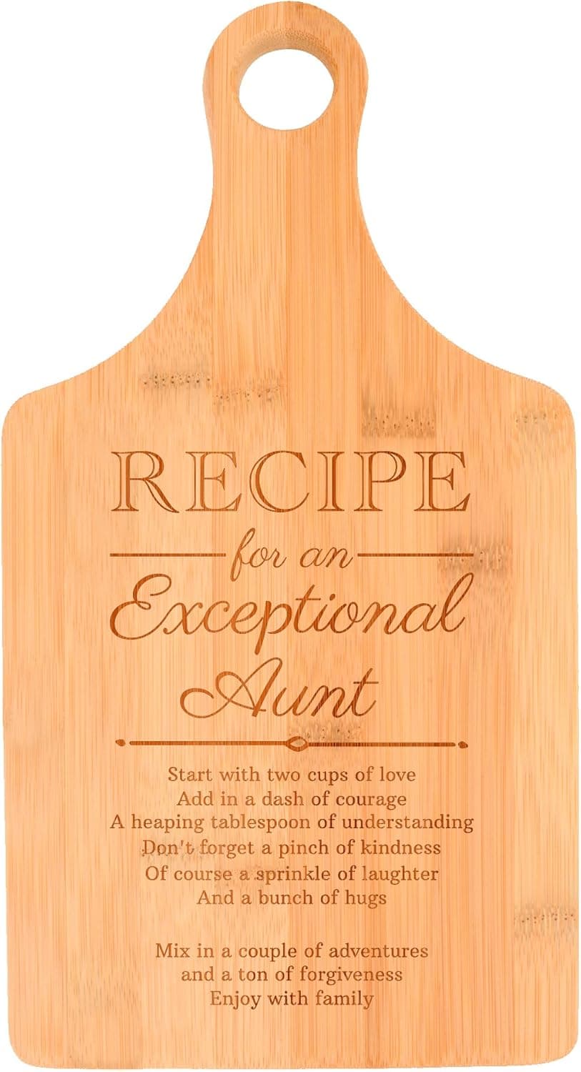 New Aunt Gift For Women Recipe For An Exceptional Aunt Paddle Shaped Bamboo Cutting Board