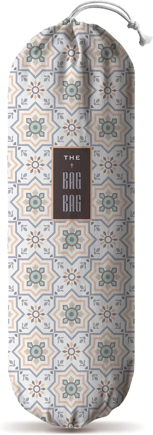 Hglian Grocery Bags Holder Dispenser,Wall Mount Plastic Bags Holder,Cute w Retro Decorative Pattern Garbage Shopping Trash Bags Storage Carrier Organizer for Home Kitchen Decor Gifts for Women