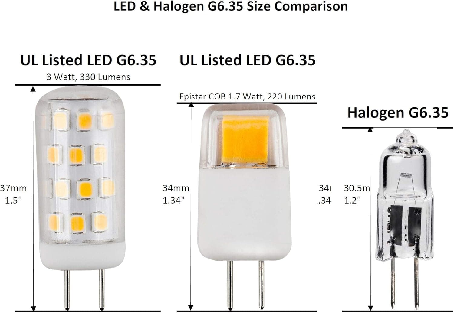 CBconcept - 10 Bulbs - 12V 50 Watts, AC/DC JC T3 G6.35 Bi-Pin 50W Halogen Light Bulb, Accent Lighting, Chandelier, Puck Light, Microwave, Range, RV, Landscape Lighting - Designed in CA