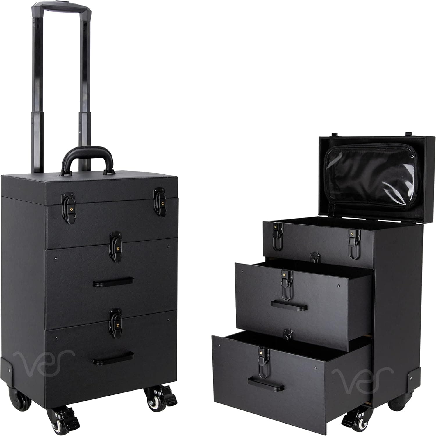 Sunrise DC6026PVAB Travel Accessory-Cosmetics Case, Black Leatherette
