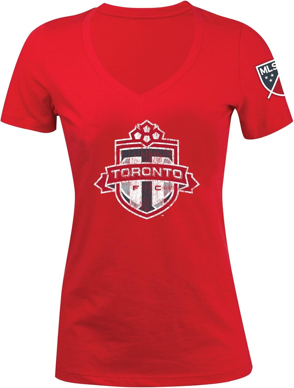 MLS Toronto Fc Women's Jersey Short Sleeve V-Neck Tee, Red, Small
