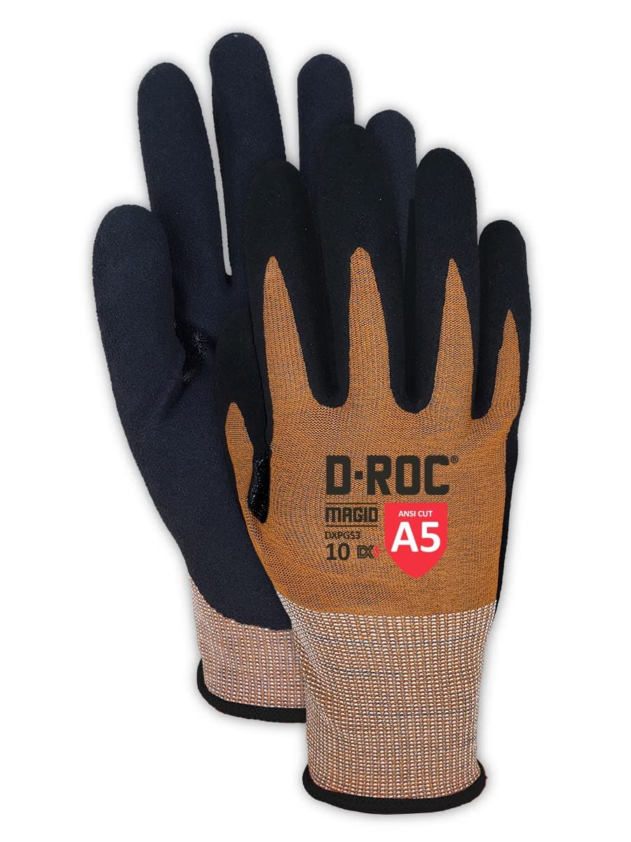 MAGID D-ROC VersaTek All-In-One Coated Glove,1 Pair, Cut Level A5 Resistant Work Gloves, DX+ Technology, DXPG53-Size 9/L