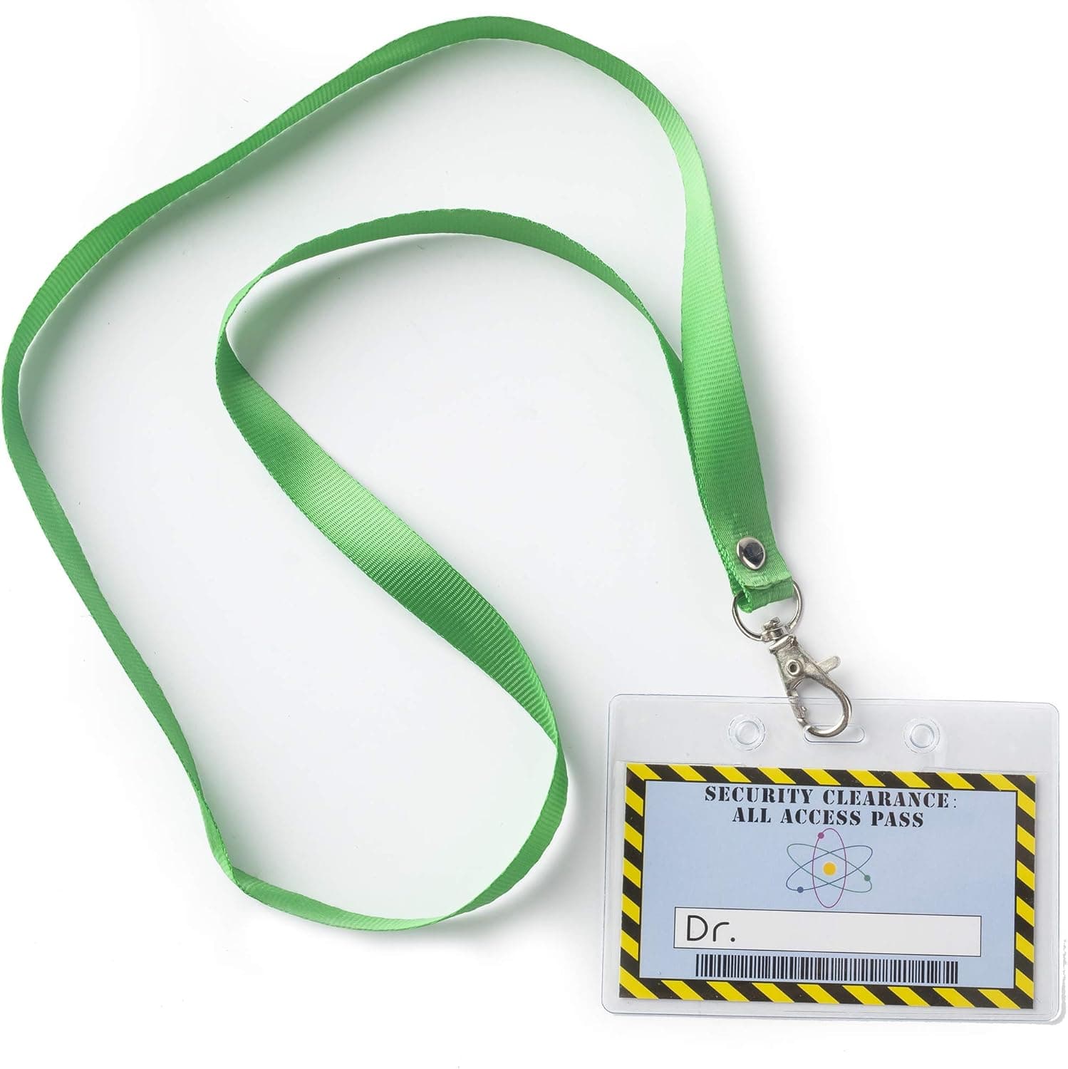 Science Party Favors Kids Lanyards, 12 Pack Mad Scientist Theme Party Supply Decorations, Doctor Security Clearance Personalize Label in Plastic Tag Holder with Green Straps