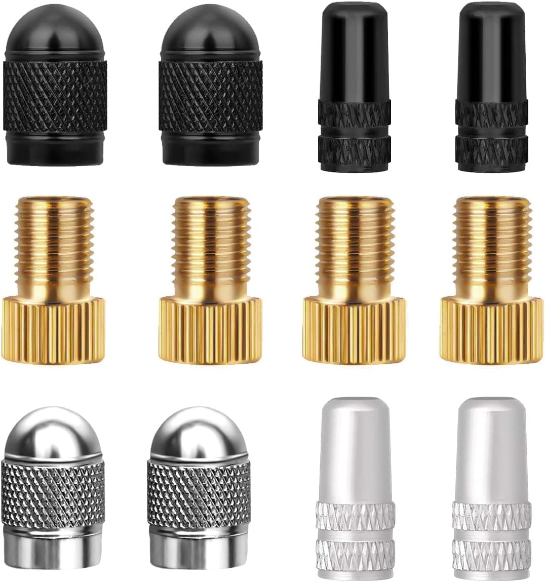 Bike Presta Valve Adapter Converter – Bicycle Presta to Schrader Valve Adapter, Presta Valve Cap, Schrader Valve Cap，Inflate Tire Using Standard Pump or Air Compressor