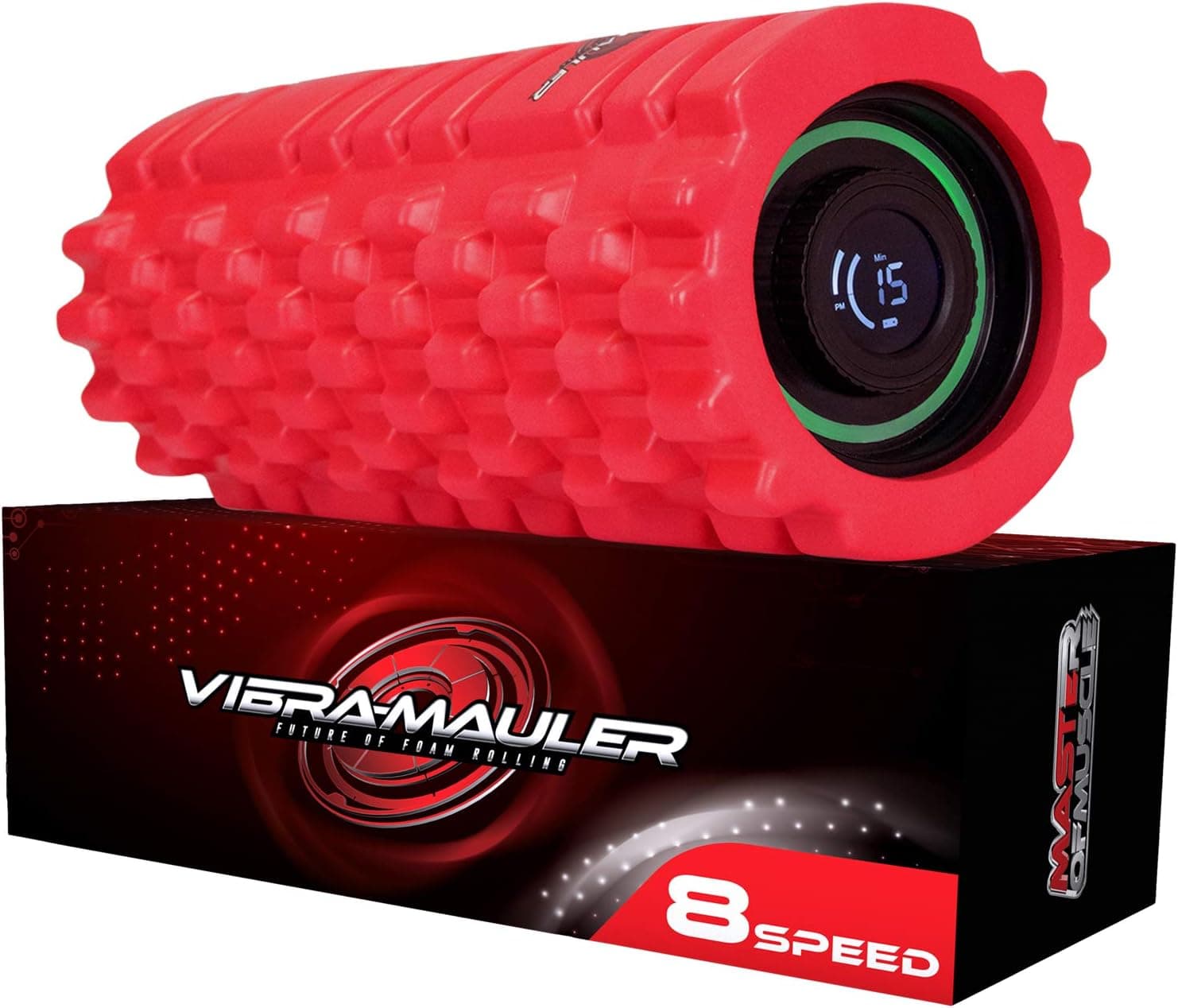Vibrating Foam Roller - 8 Speed - Best High-Intensity Vibration for Sports Massage Therapy, Deep Tissue, Myofascial Release - Firm Density Electric Back Massager