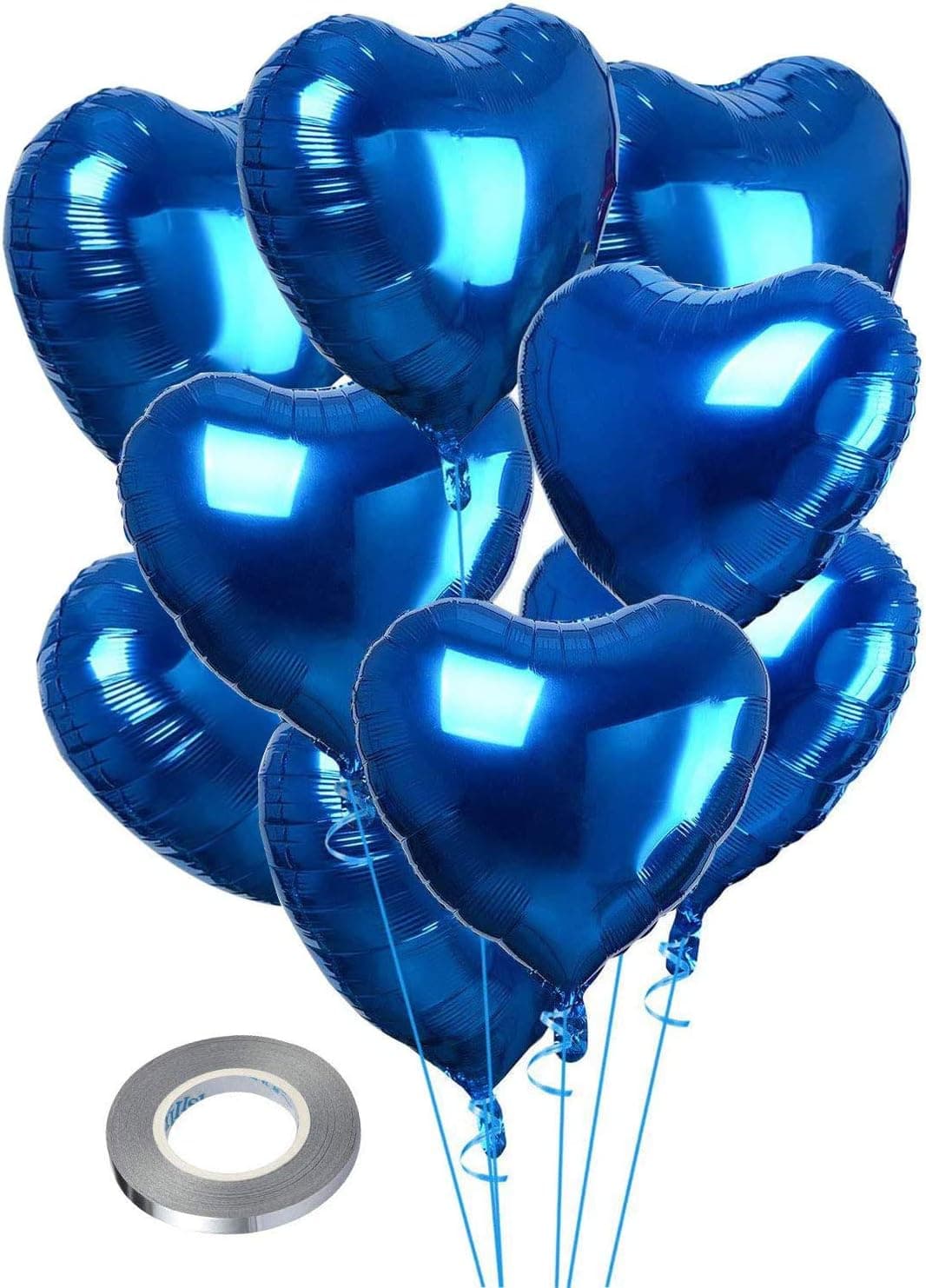 CozofLuv 25Pcs 18 Inch Blue Heart Balloons Helium Balloons Blue Heart Balloons Foil Blue Foil Balloons Heart Blue Birthday Decorations Blue Balloons