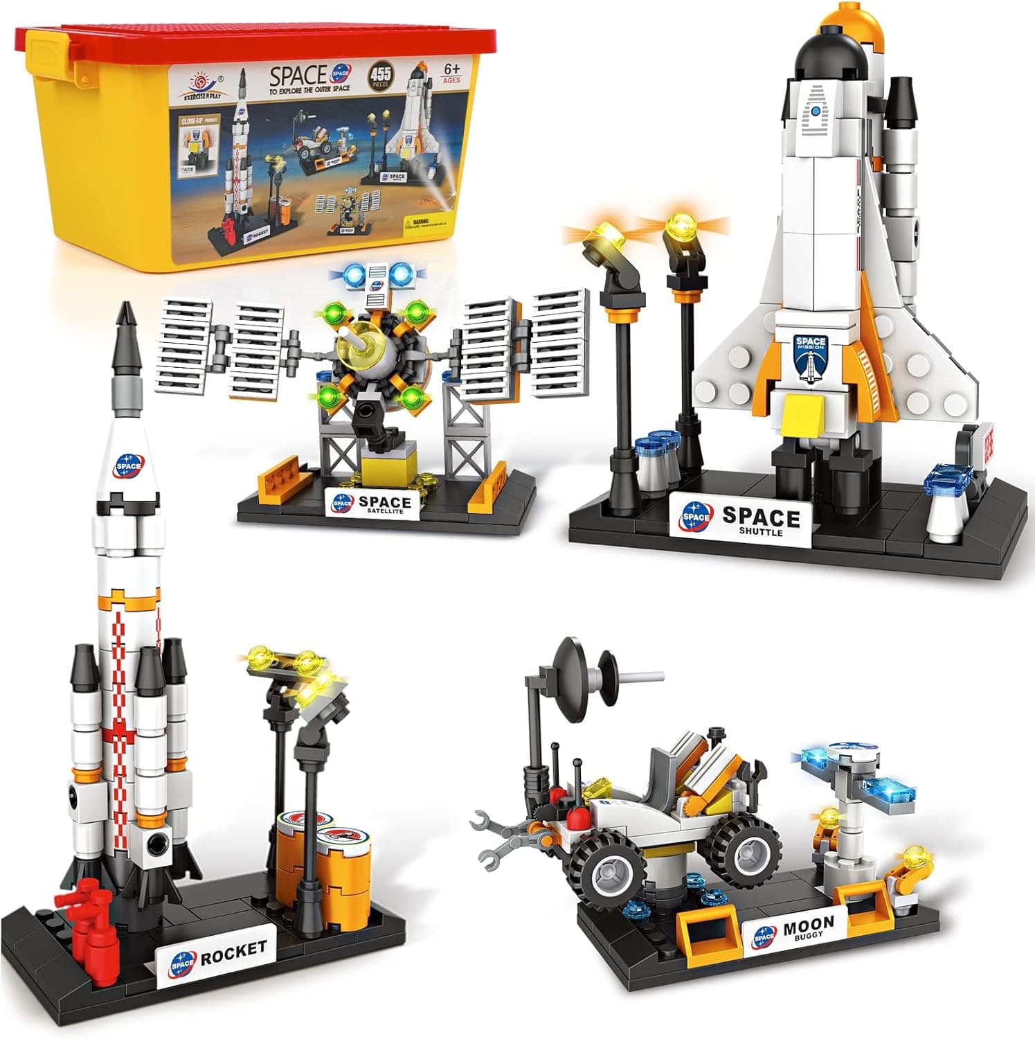 EP EXERCISE N PLAY City Space Shuttle Rocket Toys,STEM Aerospace Building Kit Toy with Rocket,Space Shuttle,Moon Buggy,Satellite Best Gifts for 6 7 8 9 10 11 12 Years Old Kids Boys Girls(477 Pieces)