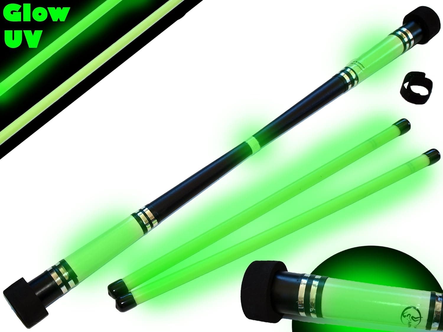 Flames N Games MOONSHINE Glow Devil Stick Set + Glow Wooden Sticks & Strap! Juggling Devil sticks