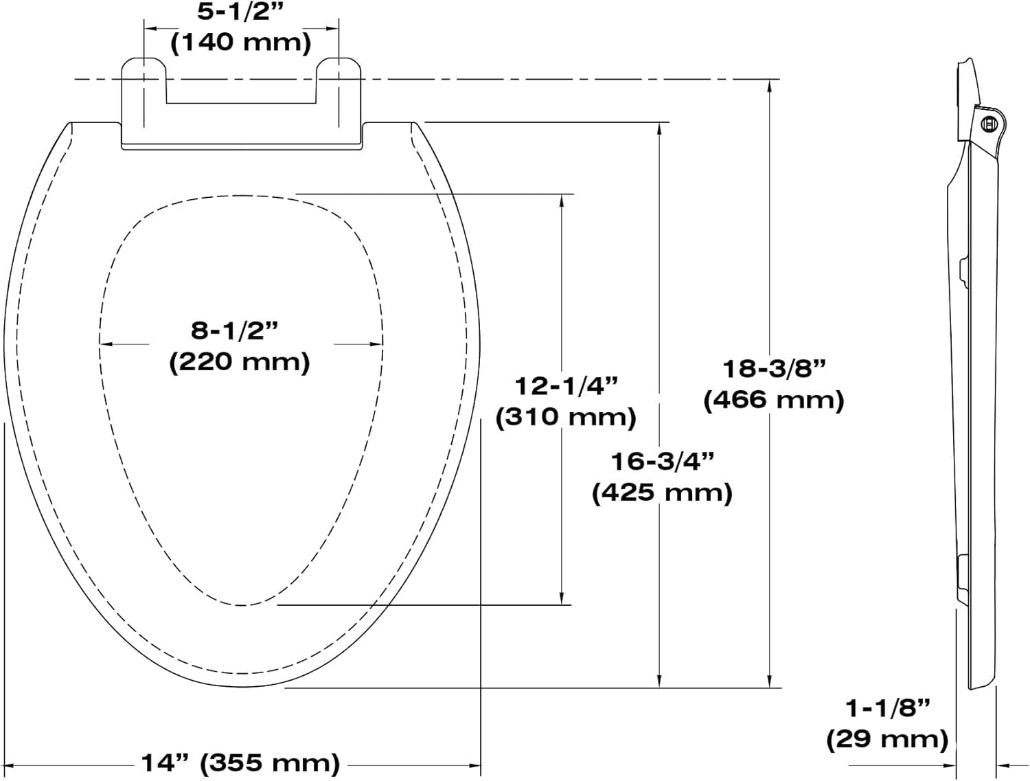 Premium Elongated Toilet Seat Slow Close Cover/Easy Lift-Off Clean Quick Release Hinges/Fits Kohler, American Standard, Bemis White