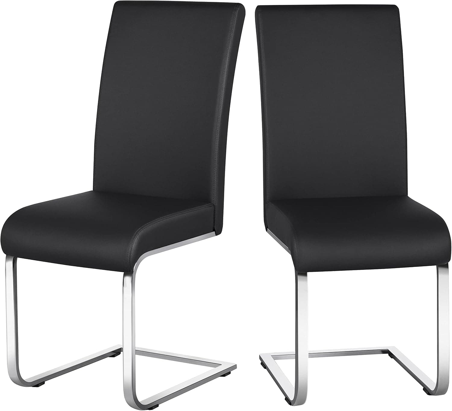 Yaheetech Dining Chairs Modern Leather High Back Dining Room Chairs with Metal Legs Home Kitchen Furniture Black, 2PCS