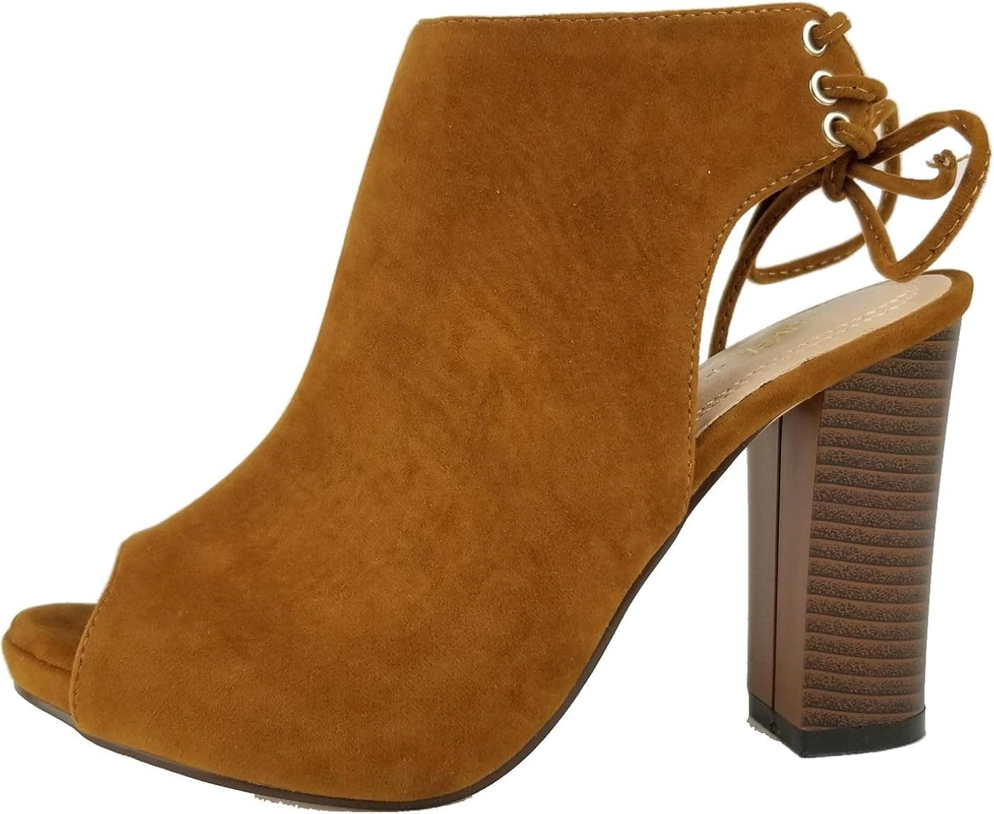 Chase & Chloe EC79 Women's Lace Up High Block Heel Ankle Booties (10 B(M) US, Tan)