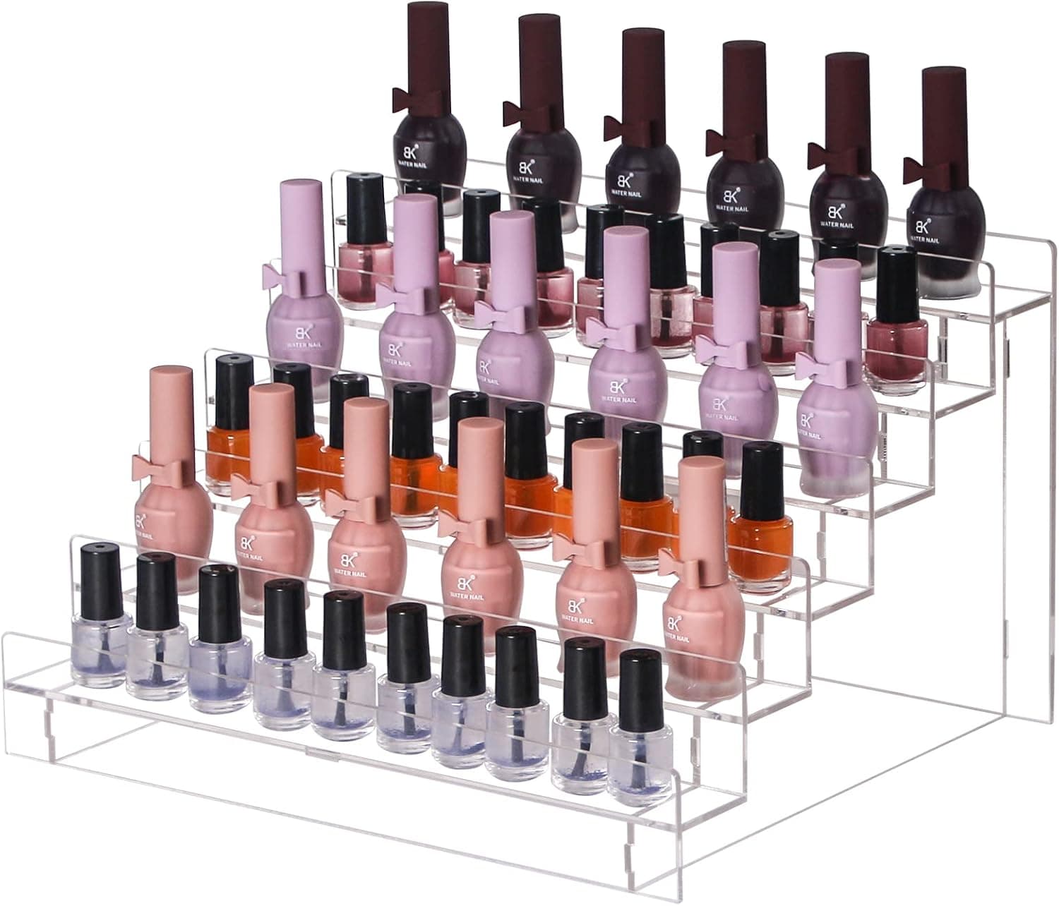 Justsoso Acrylic 12IN 6 Layers Nail Polish Rack Essential Oil Holder Organizer Nail Paint Bottles Display Shelf For Storage Nail Polish Stand for Show(12" 6tier)