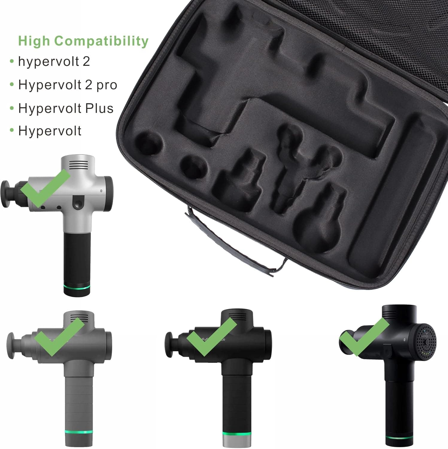 Carrying Case for Hypervolt 2 Pro/Hypervolt Plus Travel Storage Organizer Hard Shell Bag Massage Gun Device Holder