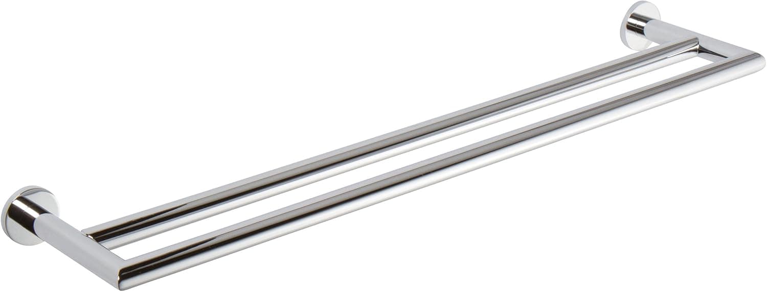 Ginger 4622-24/PC Kubic 24" Double Towel Bar with Plain Rosette, Polished Chrome