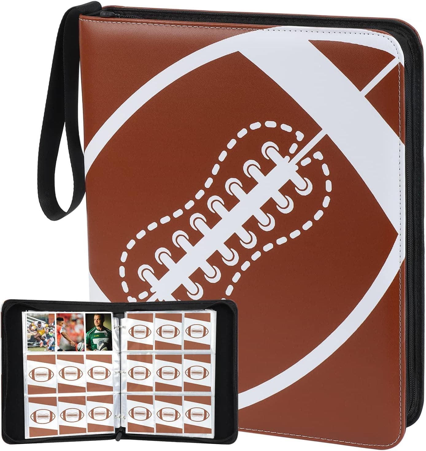 900 cards Football Card Binder Sleeves for Trading Cards,Football 3 Ring Card Binder Hold Up to 900 Cards,Trading Card Collector Album Fit for TCG Yugioh card and Sports Cards.(football card binder)