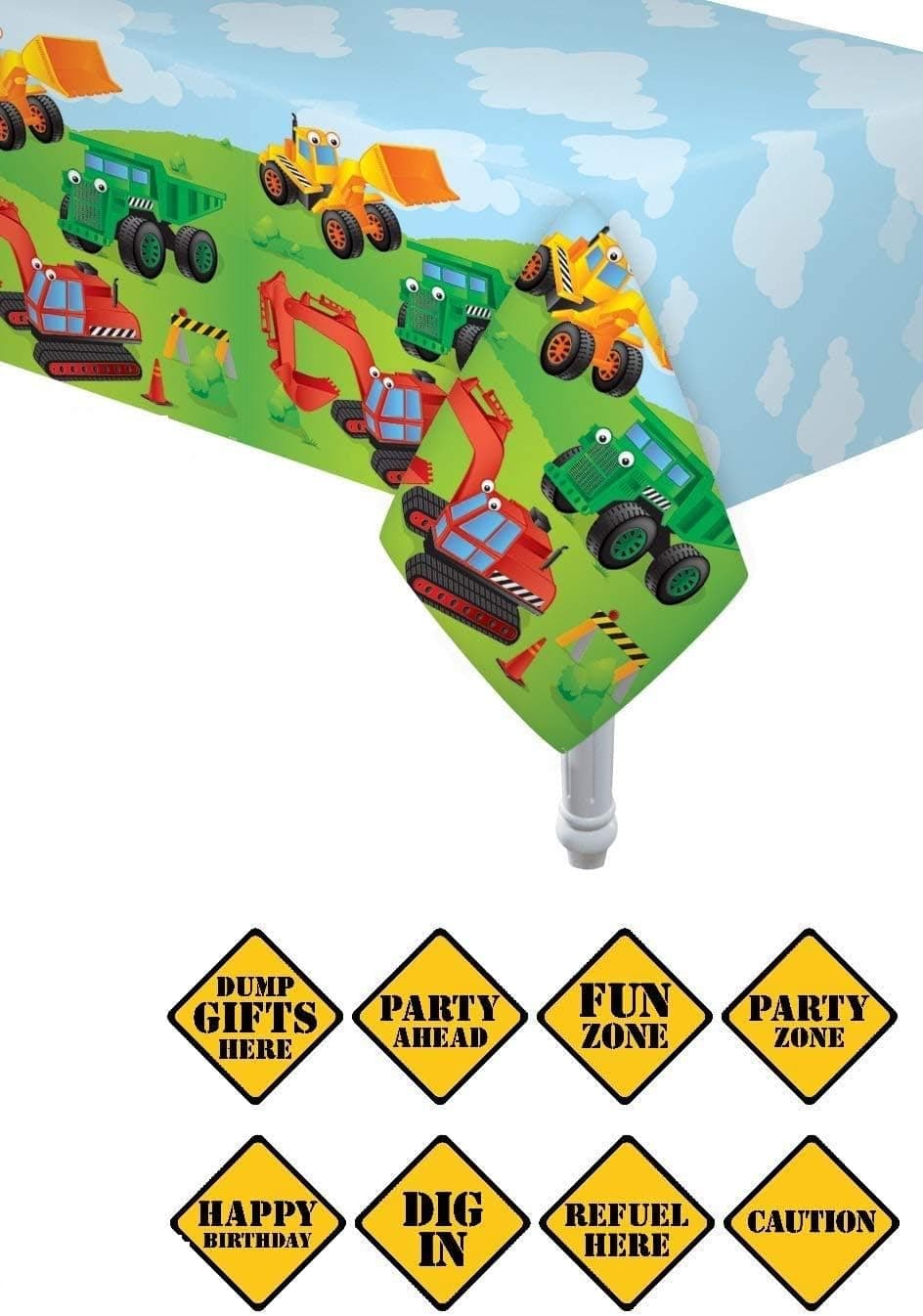 Oojami 4 Pack Construction Table Covers & 8 Cutout Signs