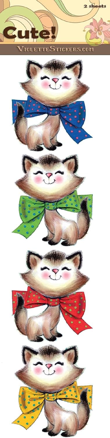 "Cute!" Cats with Bows Stickers
