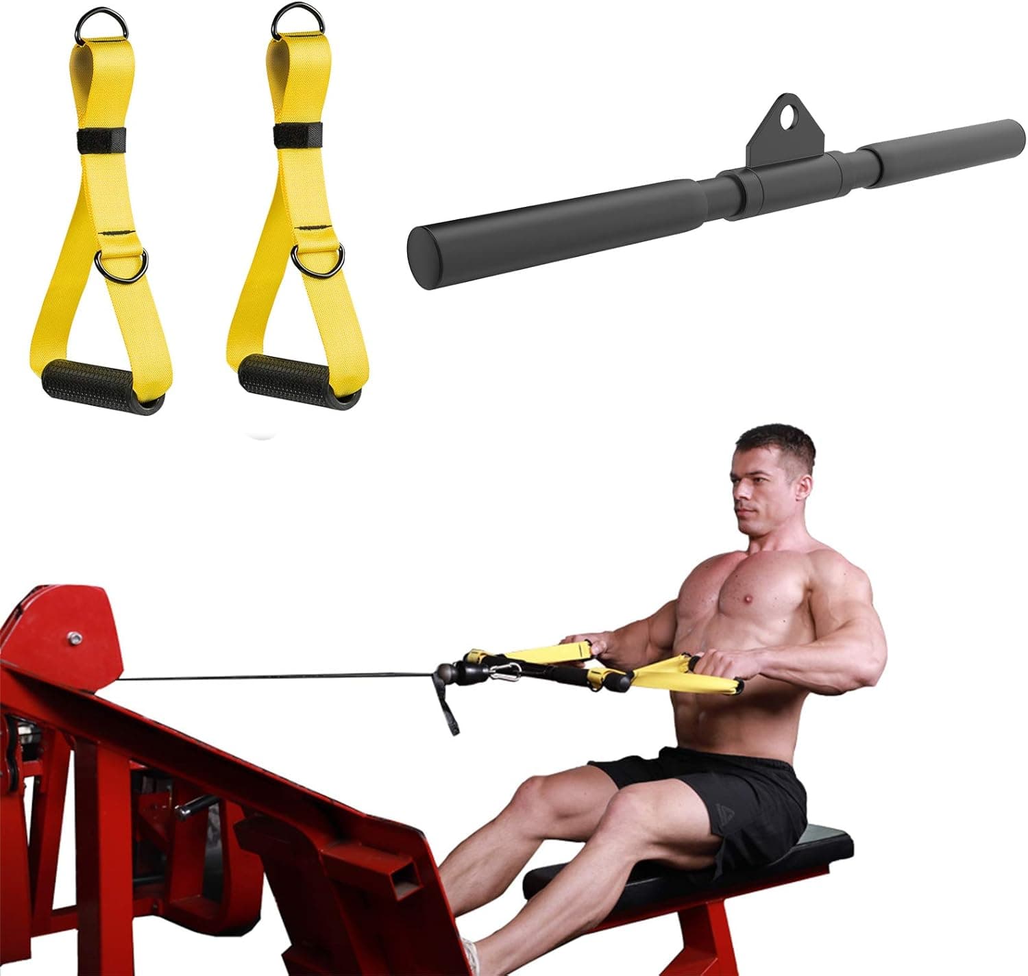 DOHOO Triceps Pull Down Attachment, Cable Machine Accessories for Weight Lifting, LAT Pull Down Attachment Strength Training Set