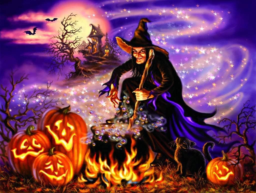 1000 Pieces Halloween Scary Spooky Pumpkin Jigsaw Puzzle, 29.53 x 19.69inch, Halloween Illustrated Art Challenging Children's Puzzle Toy