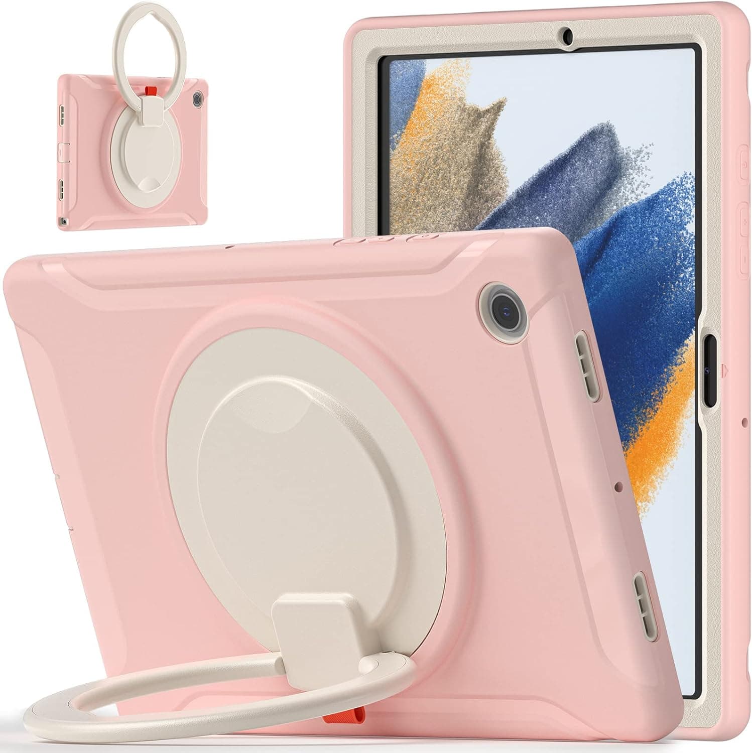 Samsung Galaxy Tab A8 Case 2022 10.5 Inch Pink for Kids Teen Girls Women with Pencil Holder | SM-X200/X205/X207 | Slticase Shockproof Lightweight Galaxy Tab A8 Cover with Rotating Grip as Stand