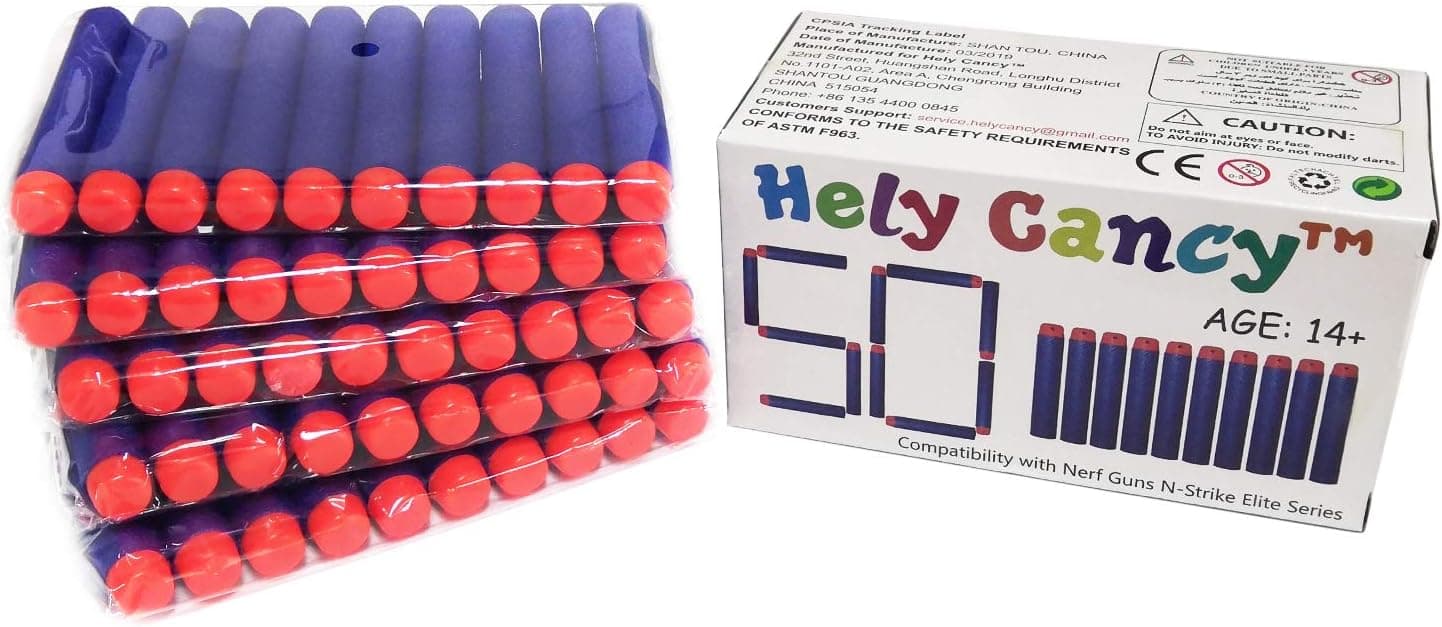 Hely Cancy 50-Dart Refill Soft Bullets Pack Compatible with Nerf N-Strike Elite Series Blasters