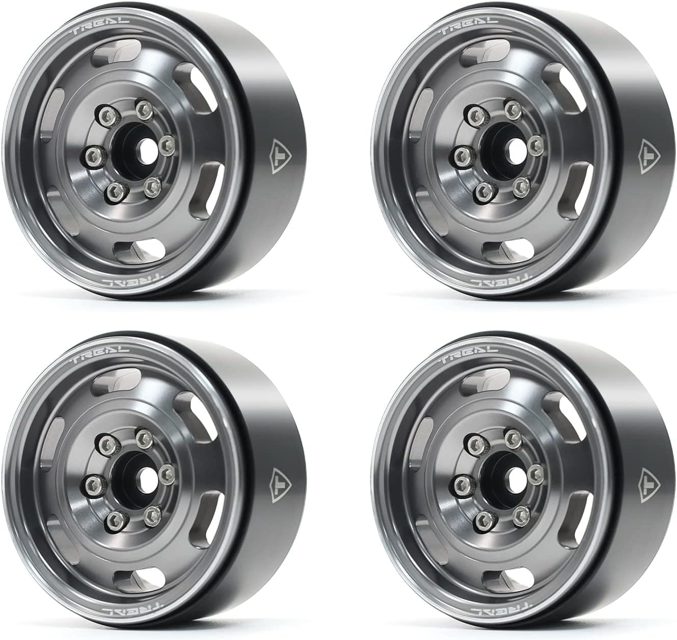 Treal Metal 1.9 Beadlock Wheel Rims 4pcs Vintage Design Wheel Hub for Wagon Wheel 1:10 RC Crawler Axial SCX10 II 90046 SCX10 III AXI03007 TRX-4 (Grey)
