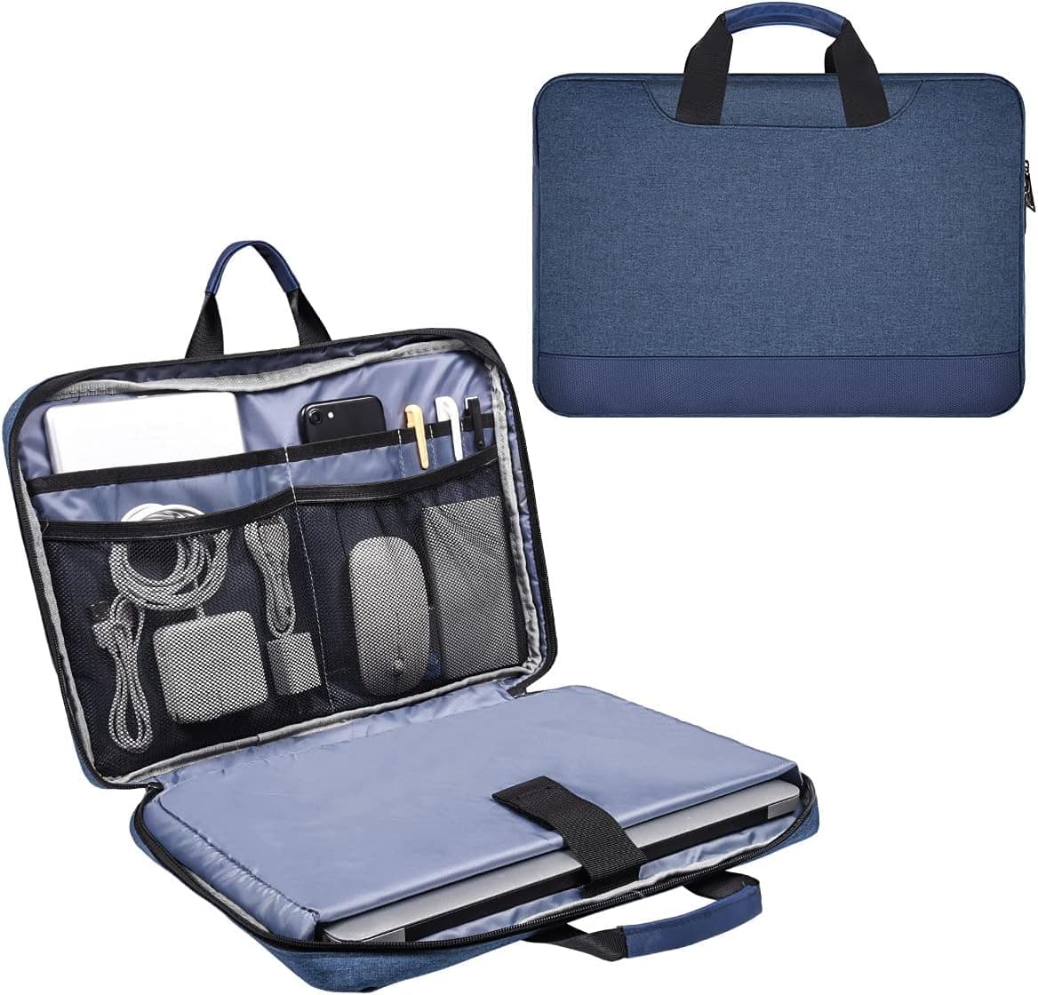 14-15 Inch Laptop Sleeve Briefcase Men Women Bag with Organizer for HP Pavilion/Chromebook 14, Dell Inspiron 13 5000 7000, Lenovo Flex 5 14, ASUS Chromebook Flip C433 14, Acer Surface Case,Navy Blue