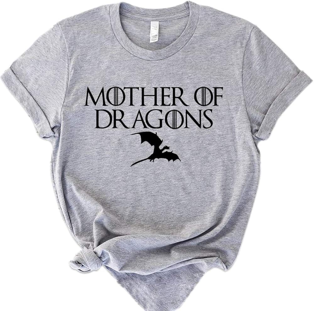 ANRevelinCN Unisex Cotton Round Neck Short Sleeved T-Shirts Mother of Dragons T-Shirts Game of Thrones