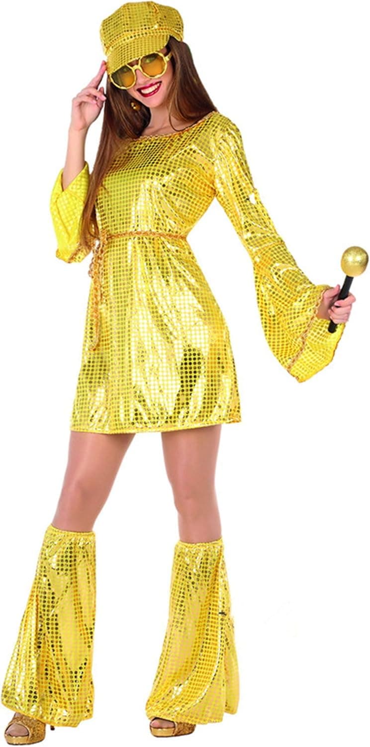 UrAmmi Way 60s Disco Costumes for Women Disco Jumpsuit Outfits Bling Bling Silver