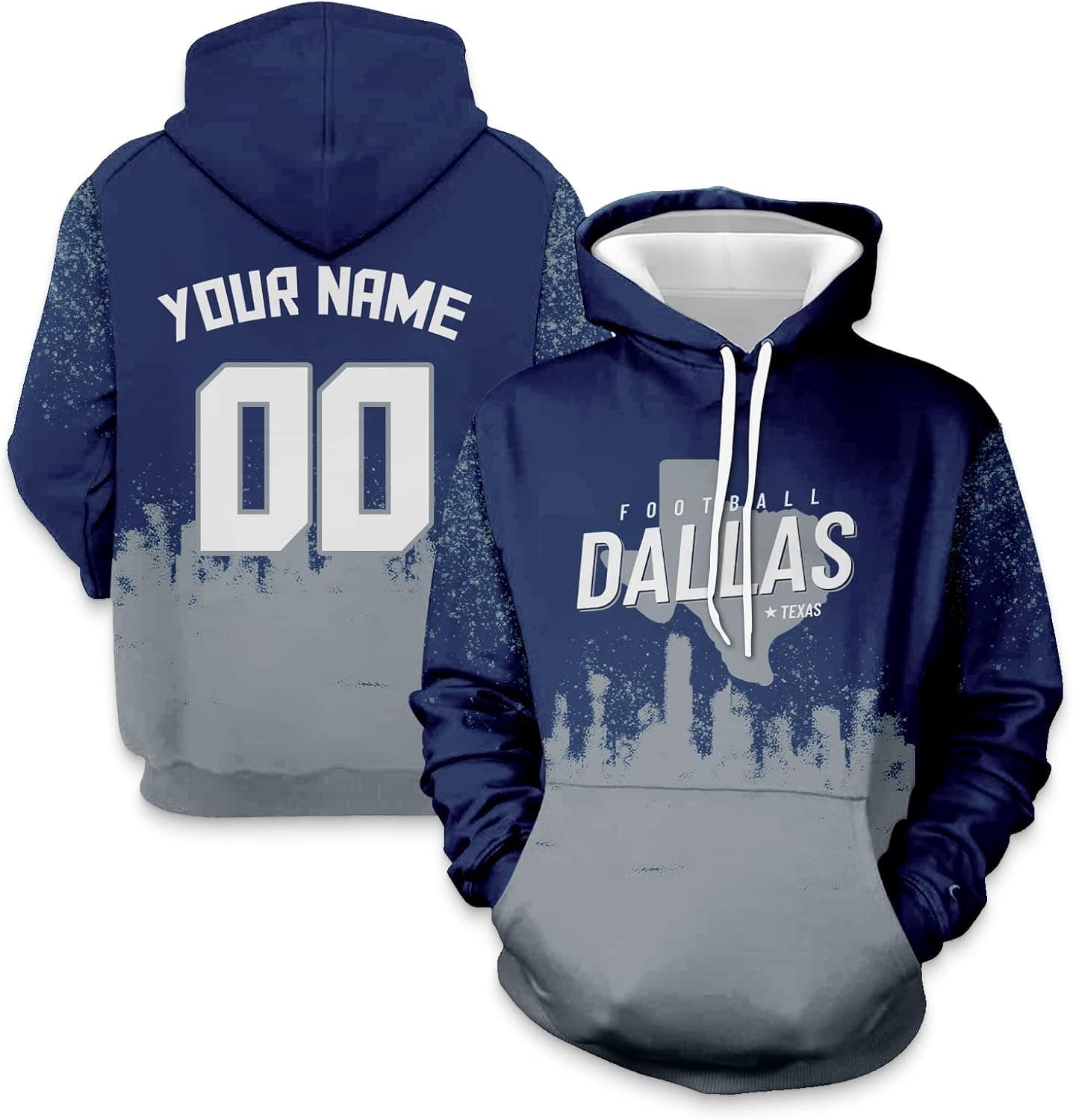 SEAGGS Custom Football City Hoodies Personalized Hip Hop Pullover Add Name & Numbers Sweatshirt Fan Gift for Men Women Youth