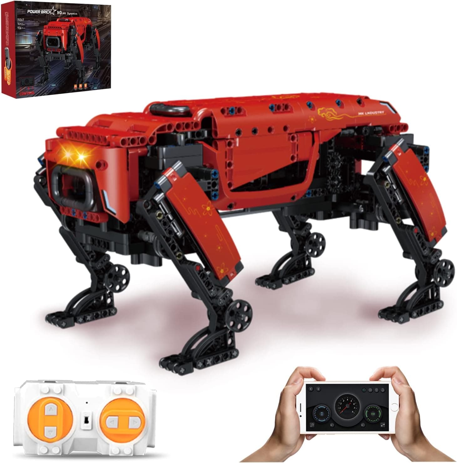 Addshiny RC & APP Control Robot Dog Building Kit Set with Power Module, Puppy Toy Dog, Walk Electronic Pet Dog for Boys and Girls Gifts (936 Pieces)