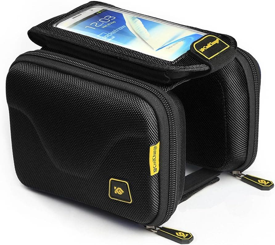 Bike Bag, Shockproof Mountain Bicycle Cycling Front Bicycle Frame Pannier Bag and Front Tube Cell Phone Bag with Mobile Phone Pouch 5.7 Inch for Iphone 5s 6 6 Plus Samsung Galaxy S3 S4