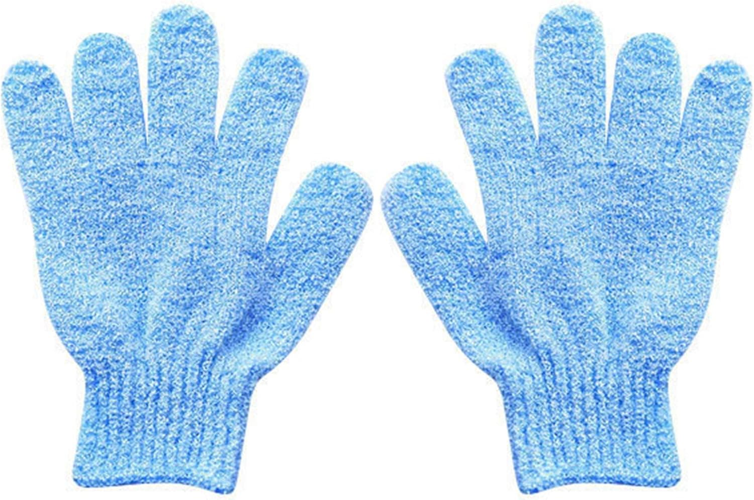 Marktol Exfoliating Gloves,Soft Nylon Double Sided Shower Gloves,Use for Beauty,Spa,Massage,Skin Shower Scrubber,Blue