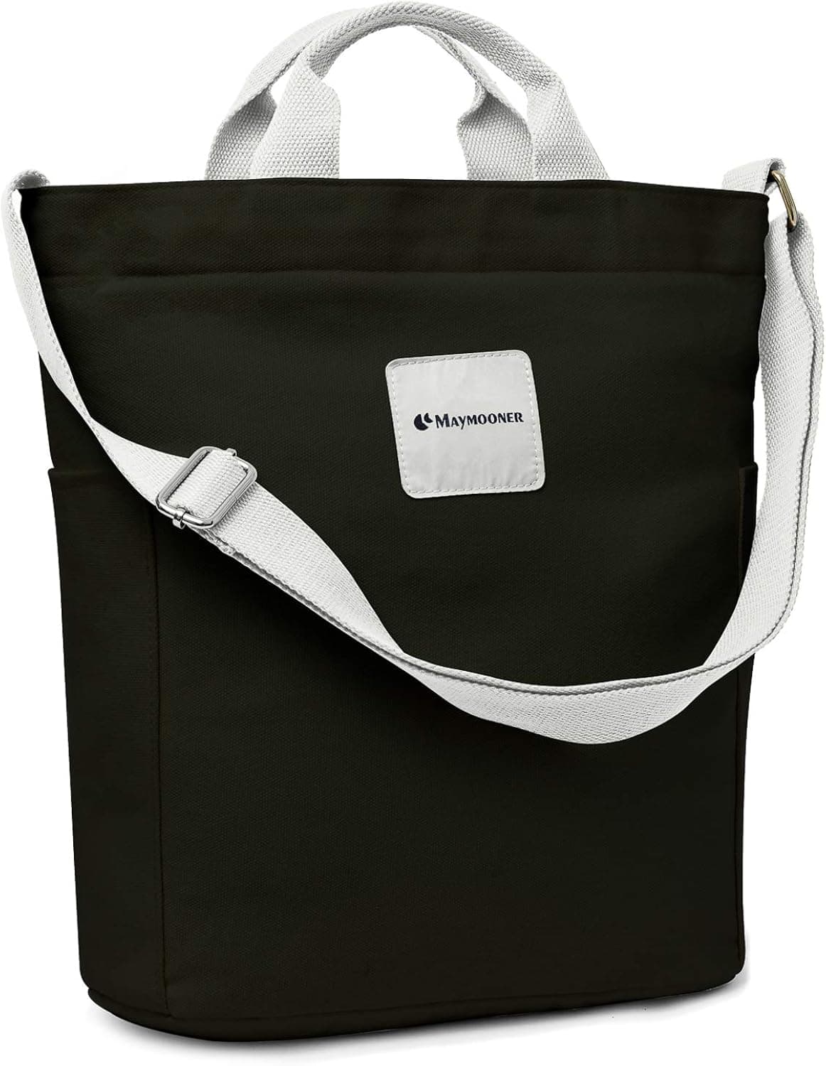 Canvas Tote Bag with Zipper and Pocket, Casual Crossbody School Planner Hobo Bag for Women